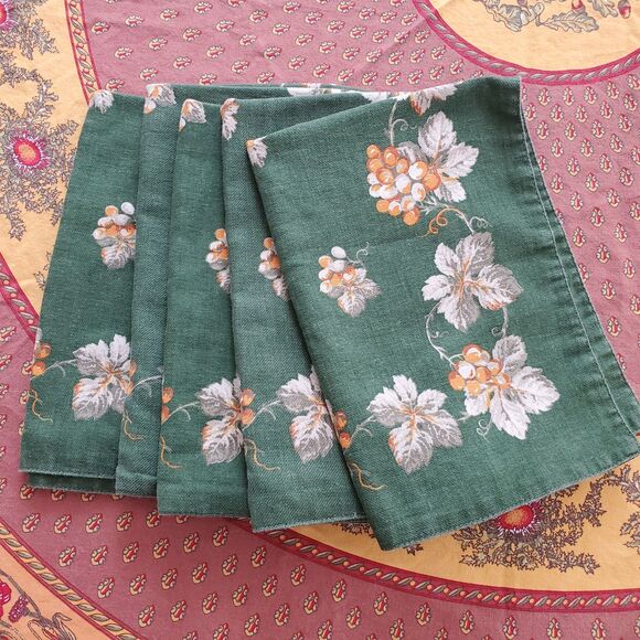 5 Williams Sonoma Placemats Grape Leaves Grapevine Leaf Tuscan Grapes Wine - Picture 4 of 12